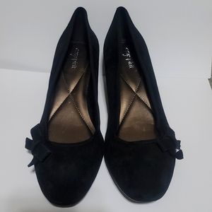 Black Easy Spirit Suede Wedge Heels